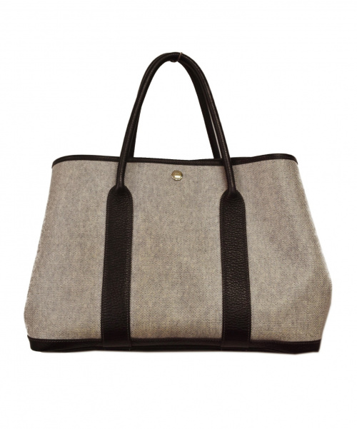 HERMES（エルメス）HERMES (エルメス) ガーデンパーティPM グレー×ブラック サイズ:下記参照 ガーデンパーティPM T刻印（2015年製造）トワルアッシュの古着・服飾アイテム