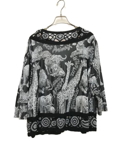 TOKUKO1erVOL（トクコプルミエヴォル）TOKUKO1erVOL (トクコプルミエヴォル) 総柄シャツブラウス ブラック×グレー サイズ:9の古着・服飾アイテム