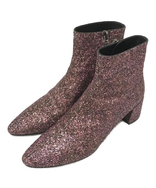 Saint Laurent Paris（サンローランパリ）Saint Laurent Paris (サンローランパリ) LOULOU GLITTER BOOTS パープル サイズ:36 1/2の古着・服飾アイテム