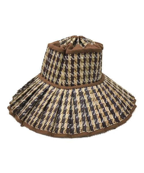 Lorna Murray（ローナマーレイ）Lorna Murray (ローナマーレイ) LUXE CAPLI HAT Roma ベージュ×ブラウン サイズ:Mの古着・服飾アイテム