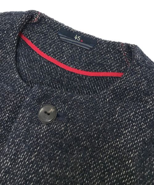 45R（フォーティファイブ・アール）45R (フォーティーファイブアール) ノーカラーロングツイードコート インディゴ サイズ:2の古着・服飾アイテム