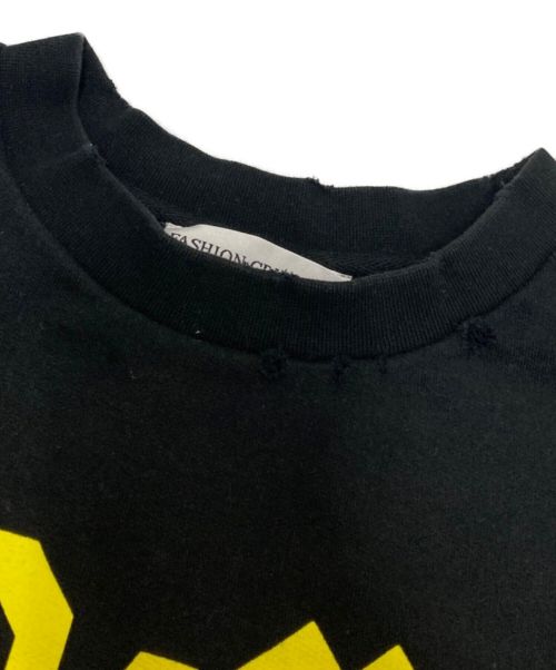 FASHIONCRIMINAL（ファッションクリミナル）FASHIONCRIMINAL (ファッションクリミナル) ダメージ加工ロゴスウェット ブラック サイズ:FREEの古着・服飾アイテム