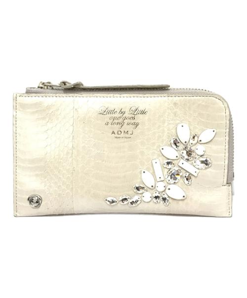 A.D.M.J.（エーディーエムジェイ）A.D.M.J. (エーディーエムジェイ) スネークレザークリスタルソーイングオーガナイザーパース アイボリー サイズ:下記参照の古着・服飾アイテム