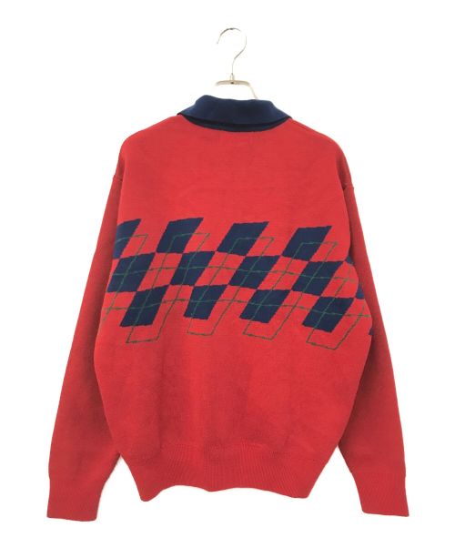 Thames（テムズ）Thames (テムズ) アーガイルニットポロシャツ レッド サイズ:XSの古着・服飾アイテム