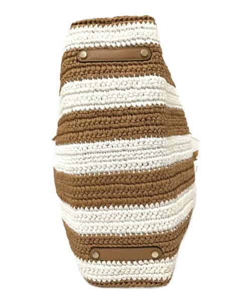 Kate Spade（ケイトスペード）Kate Spade (ケイトスペード) SAM STRIPE STRAW LARGE TOTE ベージュ×ホワイト サイズ:下記参照の古着・服飾アイテム