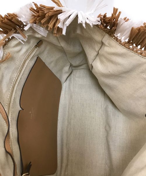 Kate Spade（ケイトスペード）Kate Spade (ケイトスペード) SAM STRIPE STRAW LARGE TOTE ベージュ×ホワイト サイズ:下記参照の古着・服飾アイテム