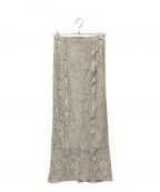 anuansアニュアンス）の古着「パイピングレースタイトスカート」｜ブラウン