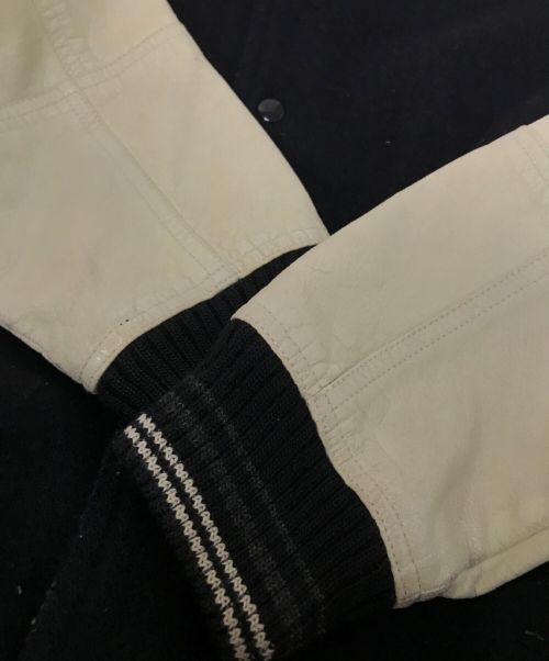 MEN's MELROSE（メンズメルローズ）MEN's MELROSE (メンズメルローズ) レザー切替スタジャン ブラック サイズ:Mの古着・服飾アイテム