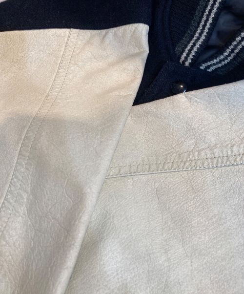 MEN's MELROSE（メンズメルローズ）MEN's MELROSE (メンズメルローズ) レザー切替スタジャン ブラック サイズ:Mの古着・服飾アイテム