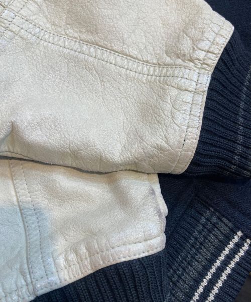 MEN's MELROSE（メンズメルローズ）MEN's MELROSE (メンズメルローズ) レザー切替スタジャン ブラック サイズ:Mの古着・服飾アイテム