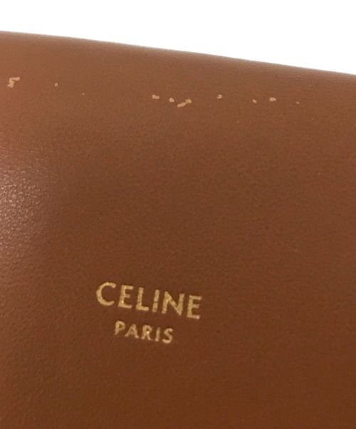 CELINE（セリーヌ）CELINE (セリーヌ) フラップ付きモバイルポーチ/トリオンフキャンバス＆ラムスキン ブラウン サイズ:下記参照の古着・服飾アイテム