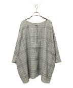 Veritecoeurヴェリテクール）の古着「ウールコットンリネンチェックブラウス」｜グレー