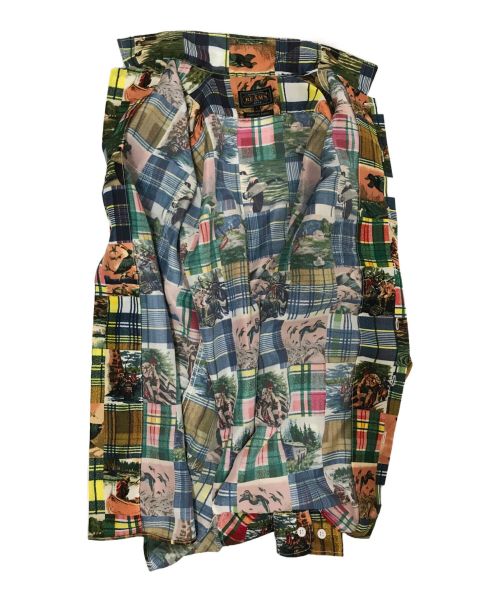 BEAMS PLUS（ビームスプラス）BEAMS PLUS (ビームスプラス) WORK Classic Fit Jacquard Mapping Patchwork Like Print マルチカラー サイズ:Lの古着・服飾アイテム
