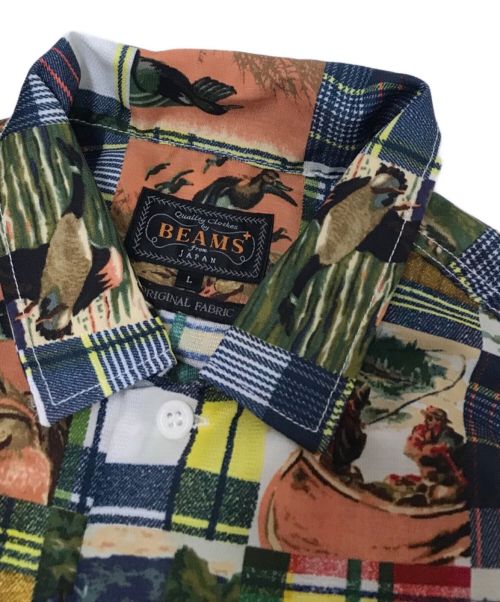 BEAMS PLUS（ビームスプラス）BEAMS PLUS (ビームスプラス) WORK Classic Fit Jacquard Mapping Patchwork Like Print マルチカラー サイズ:Lの古着・服飾アイテム