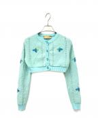 CORMIOコルミオ）の古着「刺繍ニットカーディガン」｜ブルー