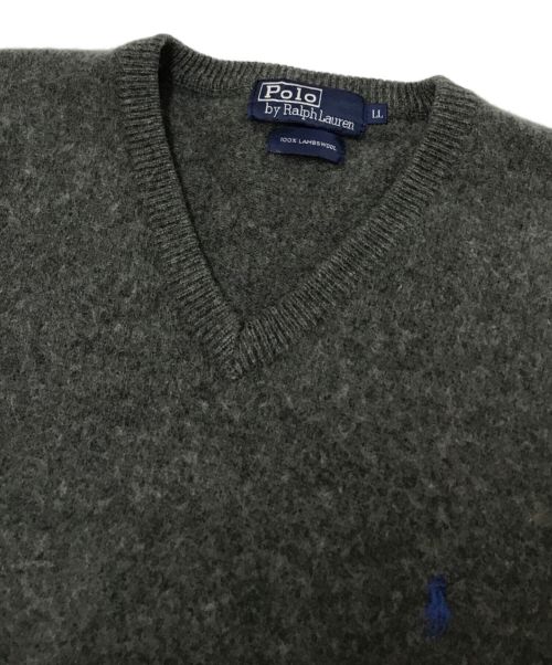 POLO RALPH LAUREN（ポロ・ラルフローレン）POLO RALPH LAUREN (ポロ・ラルフローレン) 90's Vネックニット グレー サイズ:LLの古着・服飾アイテム