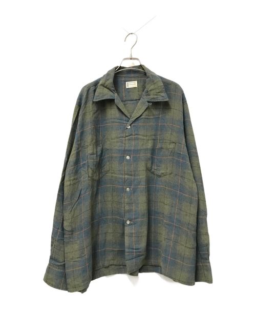 TOWN CRAFT（タウンクラフト）TOWN CRAFT (タウンクラフト) ヴィンテージオンブレオープンカラーチェックシャツ オリーブ サイズ:Lの古着・服飾アイテム