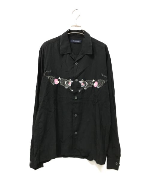 JohnUNDERCOVER（ジョンアンダーカバー）JohnUNDERCOVER (ジョンアンダーカバー) タイガー刺繍シャツ ブラック サイズ:2の古着・服飾アイテム