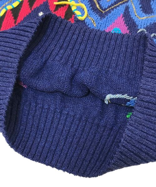 FICCE（フィッチェ）FICCE (フィッチェ) 総柄刺繍ニット ブルー サイズ:2の古着・服飾アイテム
