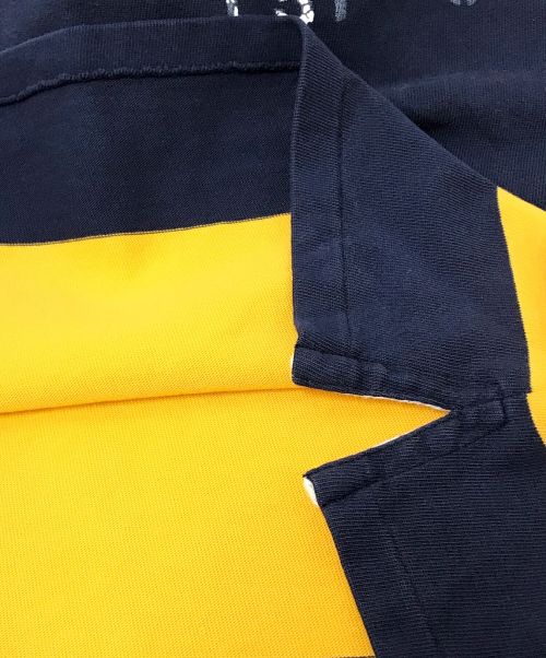 POLO RALPH LAUREN（ポロ・ラルフローレン）POLO RALPH LAUREN (ポロ・ラルフローレン) クラシックストライプドジャージーラグビーシャツ ネイビー×イエロー サイズ:Sの古着・服飾アイテム