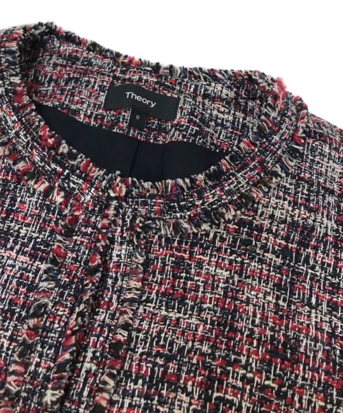 theory（セオリー）theory (セオリー) BEVERLYTWEEDFRINGESLIMJKT レッドの古着・服飾アイテム