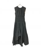 emmi atelierエミアトリエ）の古着「シャーリングフレアーワンピース」｜ブラック