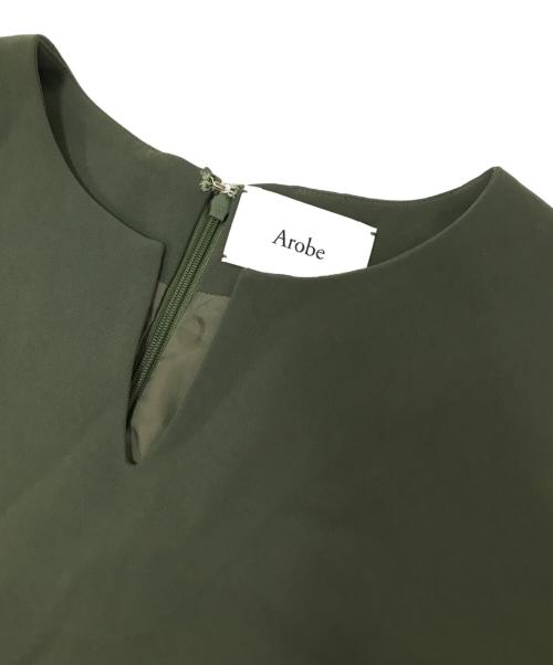 Arobe（アローブ）Arobe (アローブ) 総裏地エンブロイダリーレースレイヤードワンピース オリーブ サイズ:2の古着・服飾アイテム