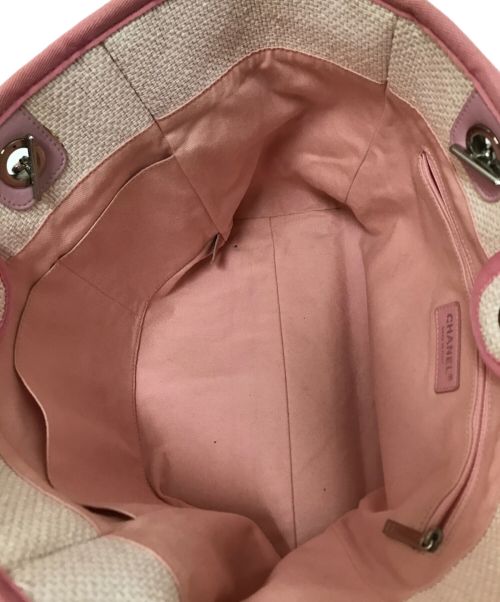 CHANEL（シャネル）CHANEL (シャネル) ドーヴィルライン ミディアムトートMM ピンク×ホワイト サイズ:下記参照の古着・服飾アイテム