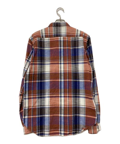 FUJITO（フジト）FUJITO (フジト) コットンリネンマドラスチェックチェックシャツ ブラウン サイズ:2の古着・服飾アイテム