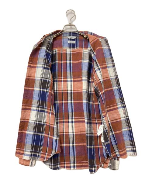 FUJITO（フジト）FUJITO (フジト) コットンリネンマドラスチェックチェックシャツ ブラウン サイズ:2の古着・服飾アイテム