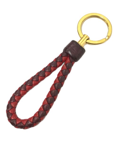 BOTTEGA VENETA（ボッテガベネタ）BOTTEGA VENETA (ボッテガベネタ) イントレチャートキーホルダー レッド サイズ:下記参照の古着・服飾アイテム