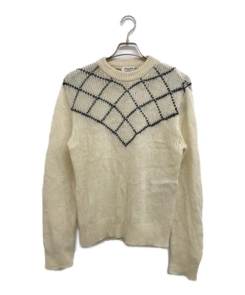 Saint Laurent Paris（サンローランパリ）Saint Laurent Paris (サンローランパリ) インターシャパターンプルオーバー アイボリー サイズ:XSの古着・服飾アイテム