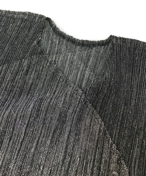 PLEATS PLEASE（プリーツプリーズ）PLEATS PLEASE (プリーツプリーズ) ラメプリーツカーディガン シルバー サイズ:3の古着・服飾アイテム