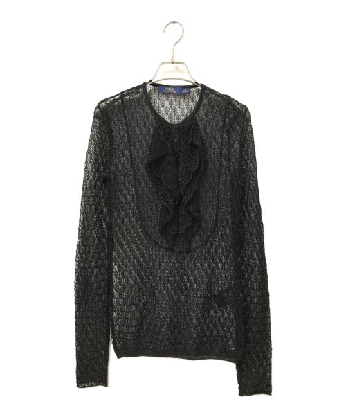 POLO RALPH LAUREN（ポロ・ラルフローレン）POLO RALPH LAUREN (ポロ・ラルフローレン) メッシュフリルカットソー ブラック サイズ:XSの古着・服飾アイテム