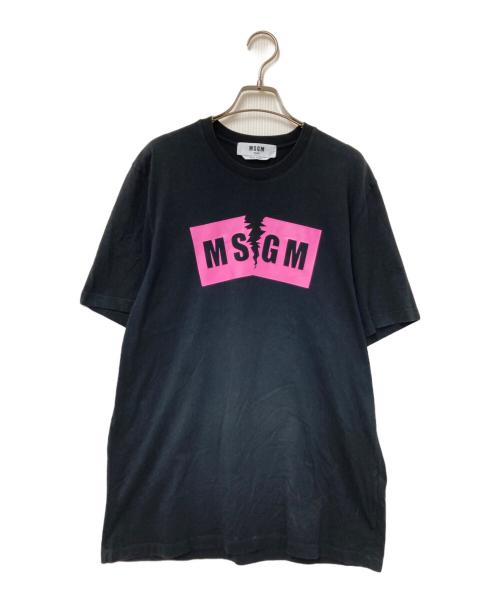 MSGM（エムエスジーエム）MSGM (エムエスジーエム) プリントTシャツ ブラック×ピンク サイズ:Sの古着・服飾アイテム