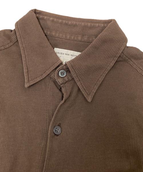 DRIES VAN NOTEN（ドリスヴァンノッテン）DRIES VAN NOTEN (ドリスヴァンノッテン) ストライプ半袖ポケットシャツ ブラウン サイズ:48の古着・服飾アイテム