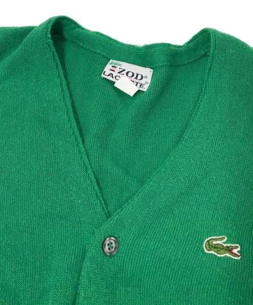 IZOD LACOSTE（アイゾッド ラコステ）IZOD LACOSTE (アイゾッド ラコステ) ロゴ刺繍アクリルカーディガン グリーン サイズ:Lの古着・服飾アイテム
