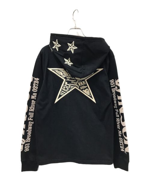 VANSON（バンソン）VANSON (バンソン) 刺繍パーカー ブラック サイズ:Sの古着・服飾アイテム