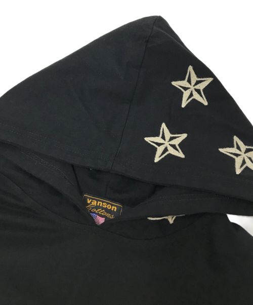 VANSON（バンソン）VANSON (バンソン) 刺繍パーカー ブラック サイズ:Sの古着・服飾アイテム