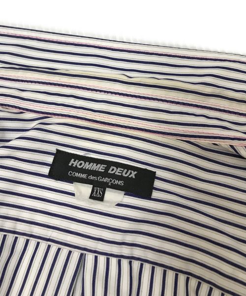 COMME des GARCONS HOMME DEUX（コムデギャルソン オム ドゥ）COMME des GARCONS HOMME DEUX (コムデギャルソン オム ドゥ) ステッチデザインストライプシャツ ブルー サイズ:XXSの古着・服飾アイテム