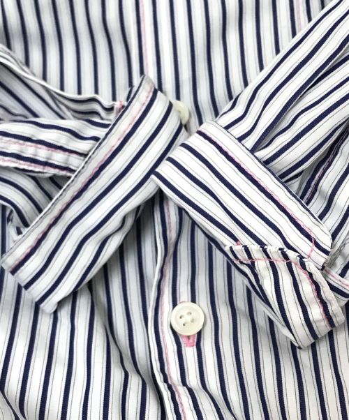 COMME des GARCONS HOMME DEUX（コムデギャルソン オム ドゥ）COMME des GARCONS HOMME DEUX (コムデギャルソン オム ドゥ) ステッチデザインストライプシャツ ブルー サイズ:XXSの古着・服飾アイテム