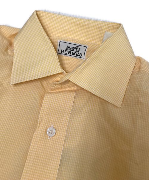 HERMES（エルメス）HERMES (エルメス) ギンガムチェックシャツ オレンジ サイズ:38/15の古着・服飾アイテム