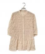 Spick and Spanスピック＆スパン）の古着「シアーチェックシャーリングブラウス」｜ベージュ