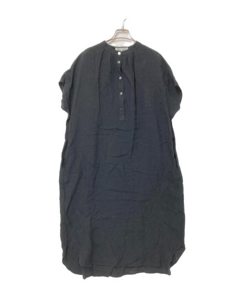 23区（ニジュウサンク）23区 (ニジュウサンク) 半袖リネンワンピース ブラック サイズ:44の古着・服飾アイテム