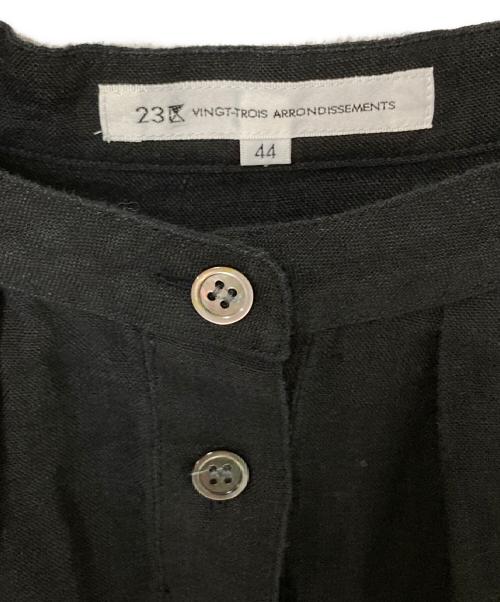 23区（ニジュウサンク）23区 (ニジュウサンク) 半袖リネンワンピース ブラック サイズ:44の古着・服飾アイテム