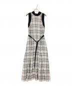FRAY IDフレイ アイディー）の古着「バックリボンノースリチェックAラインワンピース」｜グレー