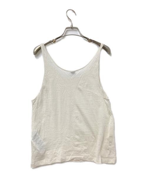 Saint Laurent Paris（サンローランパリ）Saint Laurent Paris (サンローランパリ) ロゴ刺繍ノースリーブカットソー ホワイト サイズ:Mの古着・服飾アイテム