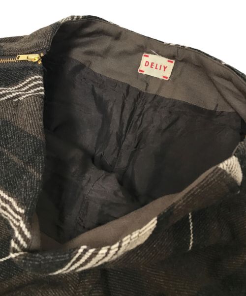 DELIY（デリー）DELIY (デリー) WOOL LINEN STRIPE WIDE PANTS ブラウンの古着・服飾アイテム