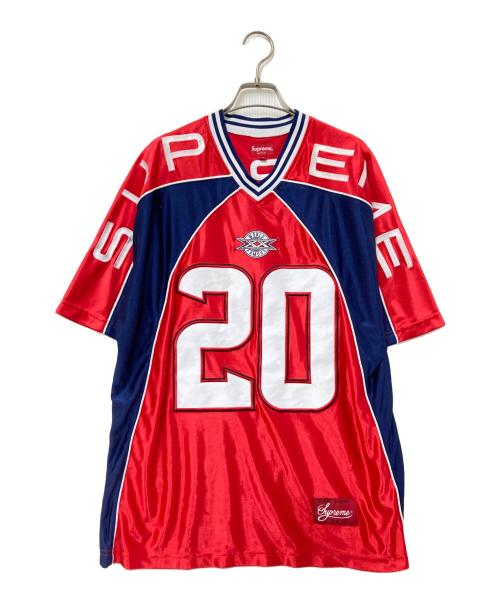 SUPREME（シュプリーム）SUPREME (シュプリーム) Paneled football jersey レッド×ネイビー サイズ:Mの古着・服飾アイテム
