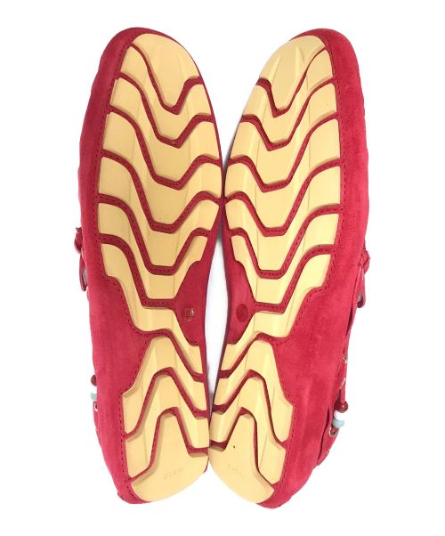 GUCCI（グッチ）GUCCI (グッチ) スウェードドライビングシューズ レッド サイズ:11 1/2の古着・服飾アイテム